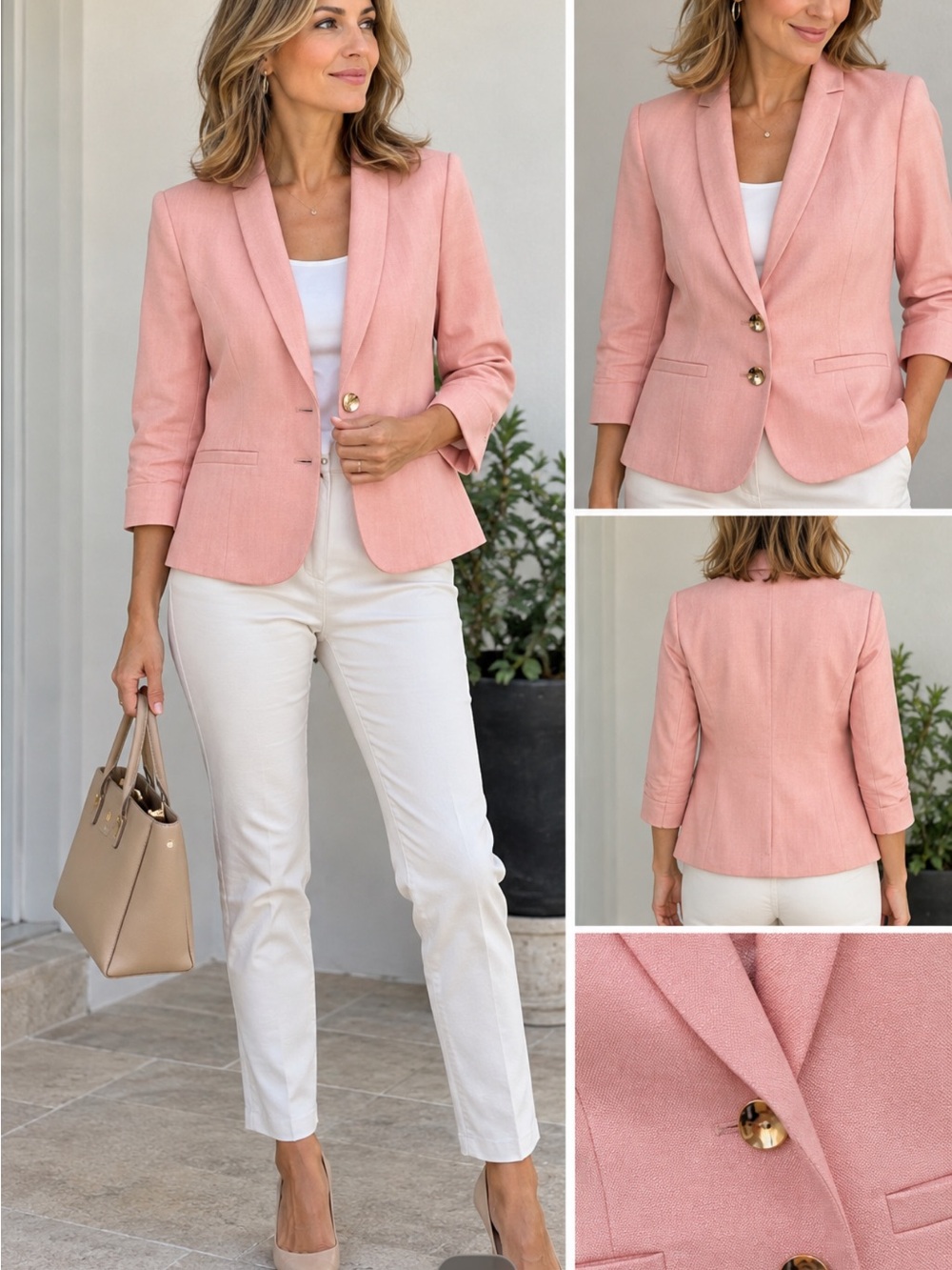 Taifun Pink Blazer Gold Buttons – Size 34 – German Design